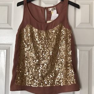 Ina Sequined NWT Mocha Dressy Tank Size Med
